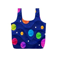 Planet Space Moon Galaxy Sky Blue Polka Full Print Recycle Bags (s)  by Mariart