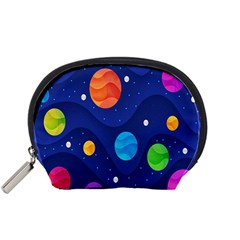 Planet Space Moon Galaxy Sky Blue Polka Accessory Pouches (small)  by Mariart