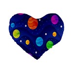 Planet Space Moon Galaxy Sky Blue Polka Standard 16  Premium Flano Heart Shape Cushions Front