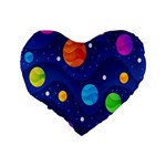 Planet Space Moon Galaxy Sky Blue Polka Standard 16  Premium Flano Heart Shape Cushions Back