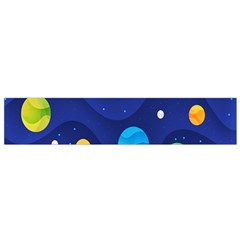 Planet Space Moon Galaxy Sky Blue Polka Small Flano Scarf by Mariart