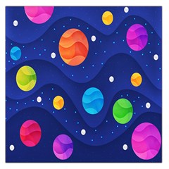 Planet Space Moon Galaxy Sky Blue Polka Large Satin Scarf (square)