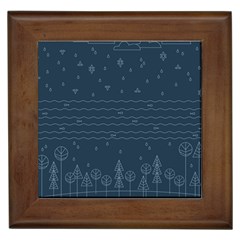 Rain Hill Tree Waves Sky Water Framed Tiles by Mariart