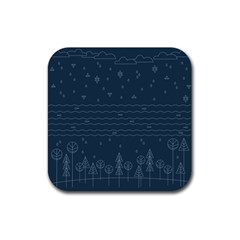 Rain Hill Tree Waves Sky Water Rubber Coaster (square) 