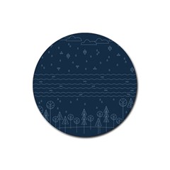 Rain Hill Tree Waves Sky Water Rubber Coaster (round) 