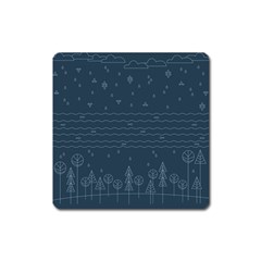 Rain Hill Tree Waves Sky Water Square Magnet