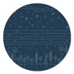 Rain Hill Tree Waves Sky Water Magnet 5  (Round) Front