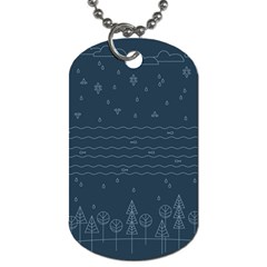 Rain Hill Tree Waves Sky Water Dog Tag (one Side) by Mariart