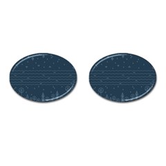 Rain Hill Tree Waves Sky Water Cufflinks (oval)