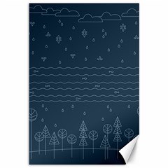 Rain Hill Tree Waves Sky Water Canvas 12  X 18   by Mariart