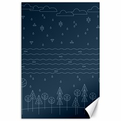 Rain Hill Tree Waves Sky Water Canvas 24  X 36 