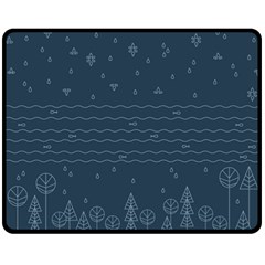 Rain Hill Tree Waves Sky Water Fleece Blanket (medium) 