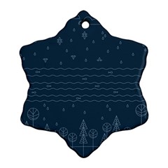 Rain Hill Tree Waves Sky Water Ornament (snowflake)