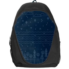 Rain Hill Tree Waves Sky Water Backpack Bag by Mariart