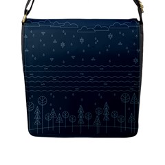 Rain Hill Tree Waves Sky Water Flap Messenger Bag (l)  by Mariart