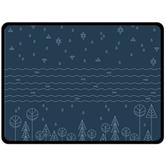 Rain Hill Tree Waves Sky Water Double Sided Fleece Blanket (large) 