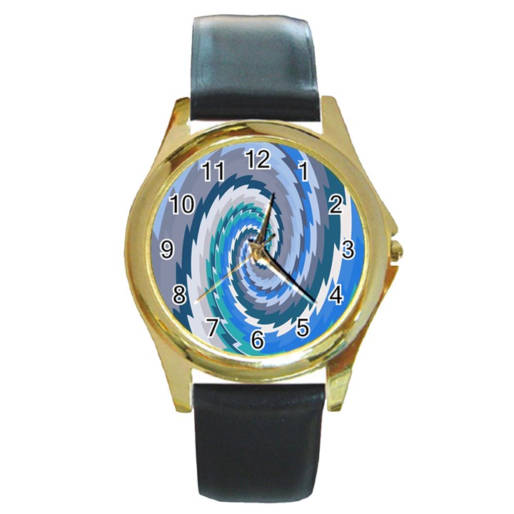 Psycho Hole Chevron Wave Seamless Round Gold Metal Watch