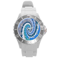 Psycho Hole Chevron Wave Seamless Round Plastic Sport Watch (l) by Mariart