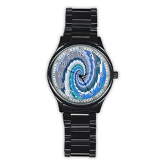 Psycho Hole Chevron Wave Seamless Stainless Steel Round Watch by Mariart