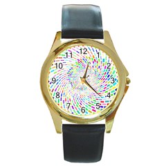 Prismatic Abstract Rainbow Round Gold Metal Watch by Mariart