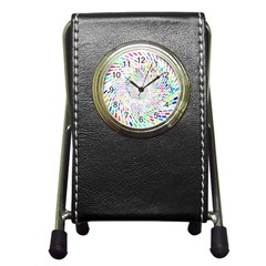 Prismatic Abstract Rainbow Pen Holder Desk Clocks by Mariart