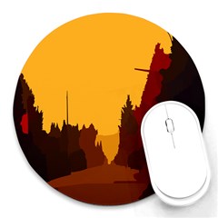 Road Trees Stop Light Richmond Ace Round Mousepads