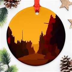 Road Trees Stop Light Richmond Ace Ornament (round) by Mariart