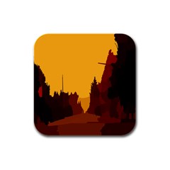 Road Trees Stop Light Richmond Ace Rubber Square Coaster (4 Pack) 