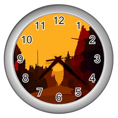 Road Trees Stop Light Richmond Ace Wall Clocks (silver) 