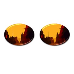 Road Trees Stop Light Richmond Ace Cufflinks (oval) by Mariart