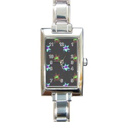 Random Doodle Pattern Star Rectangle Italian Charm Watch