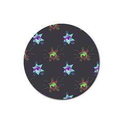 Random Doodle Pattern Star Rubber Coaster (round) 