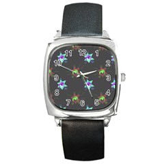 Random Doodle Pattern Star Square Metal Watch by Mariart