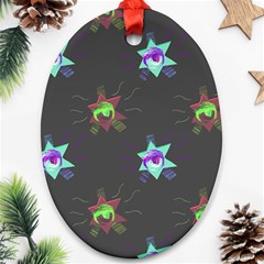 Random Doodle Pattern Star Oval Ornament (two Sides)