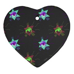 Random Doodle Pattern Star Heart Ornament (two Sides) by Mariart