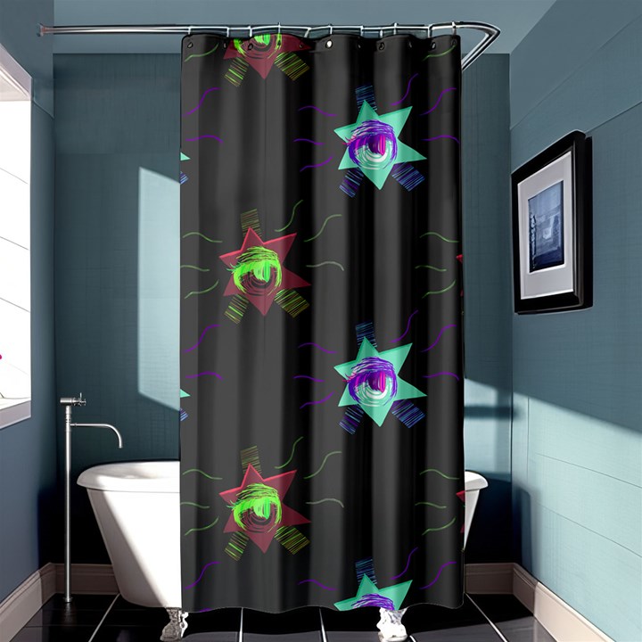 Random Doodle Pattern Star Shower Curtain 36  x 72  (Stall) 