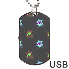 Random Doodle Pattern Star Dog Tag Usb Flash (two Sides)