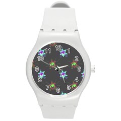 Random Doodle Pattern Star Round Plastic Sport Watch (m) by Mariart