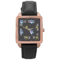 Random Doodle Pattern Star Rose Gold Leather Watch  by Mariart