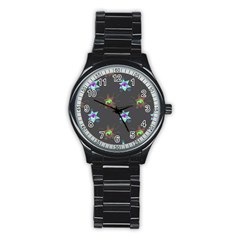 Random Doodle Pattern Star Stainless Steel Round Watch by Mariart