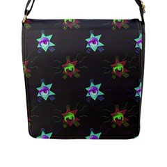 Random Doodle Pattern Star Flap Messenger Bag (l) 