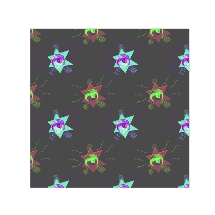 Random Doodle Pattern Star Small Satin Scarf (Square)