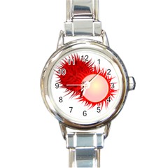 Rambutan Fruit Red Sweet Round Italian Charm Watch