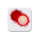 Rambutan Fruit Red Sweet Rubber Square Coaster (4 pack)  Front