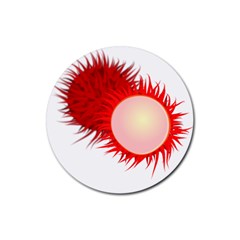 Rambutan Fruit Red Sweet Rubber Round Coaster (4 Pack)  by Mariart