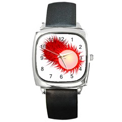 Rambutan Fruit Red Sweet Square Metal Watch