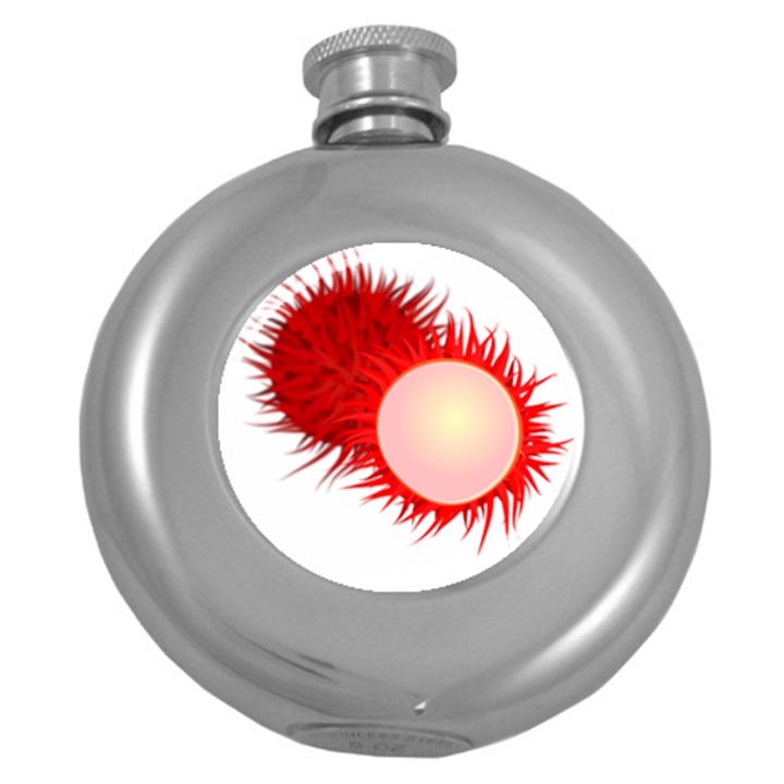 Rambutan Fruit Red Sweet Round Hip Flask (5 oz)