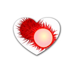 Rambutan Fruit Red Sweet Rubber Coaster (heart)  by Mariart