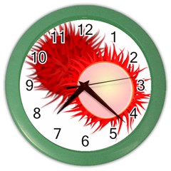 Rambutan Fruit Red Sweet Color Wall Clocks by Mariart