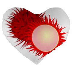 Rambutan Fruit Red Sweet Large 19  Premium Heart Shape Cushions